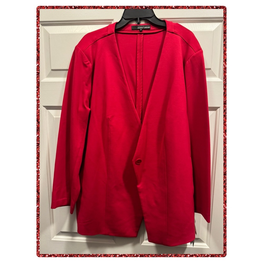 Amanda + Chelsea 🫐 Red Pink Single Button Blazer Jacket 2X Nwt